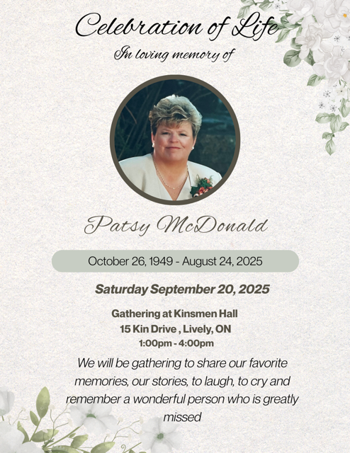 Celebration of Life for Patsy McDonald